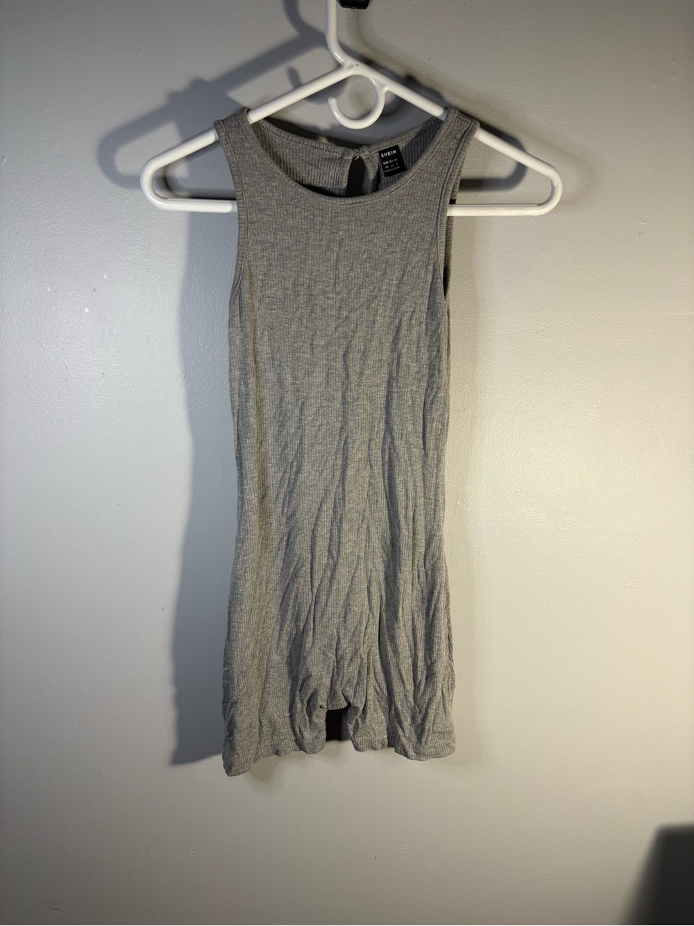SHEIN Gray Ribbed Tank Romper